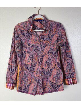 Georg Roth Los Angeles Women Paisley Button Up Shirt size XS Long Sleeve Western
